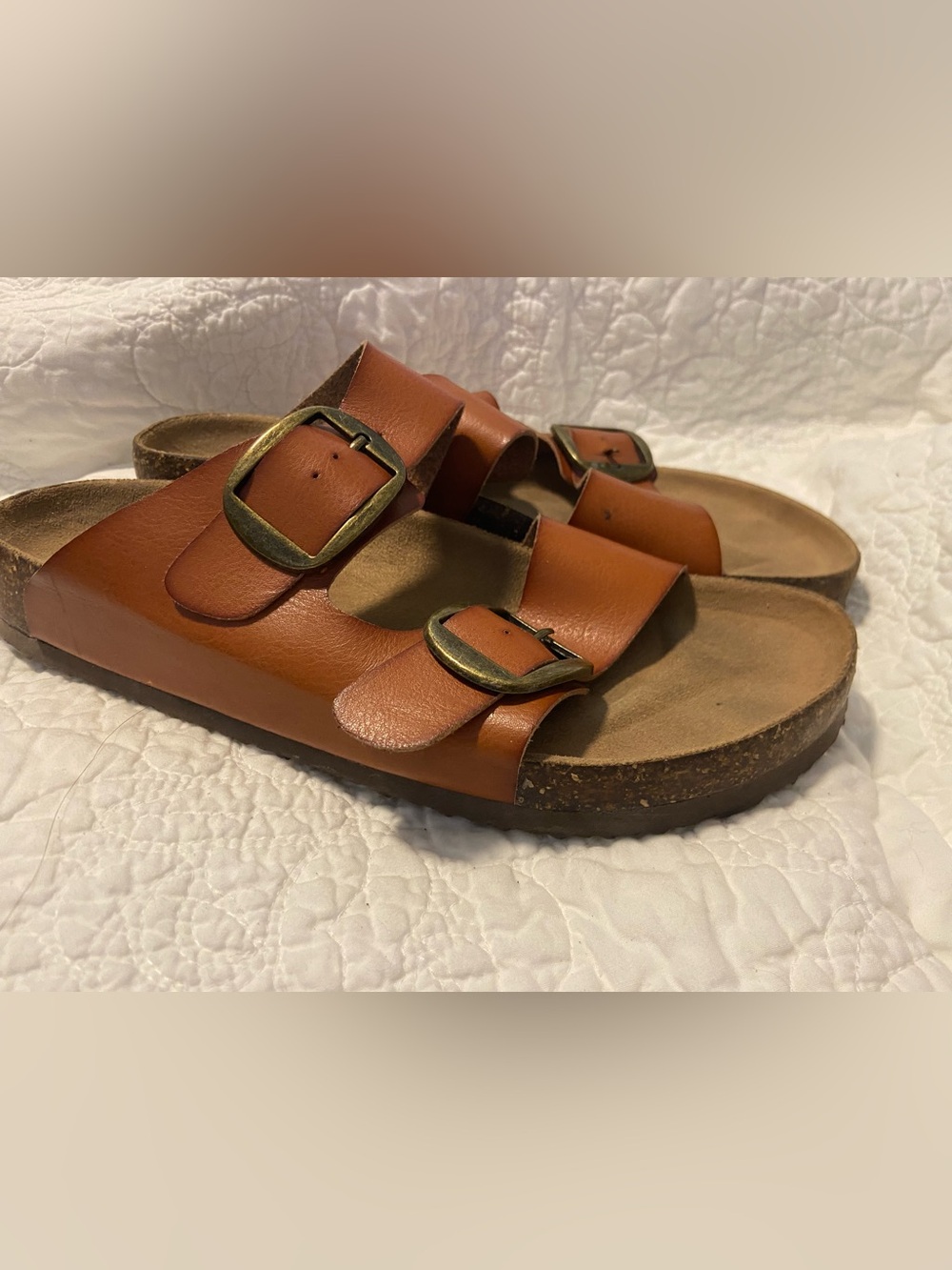 Time and Tru size 10 42 cork womens Double Strap Buckle Slide Sandals